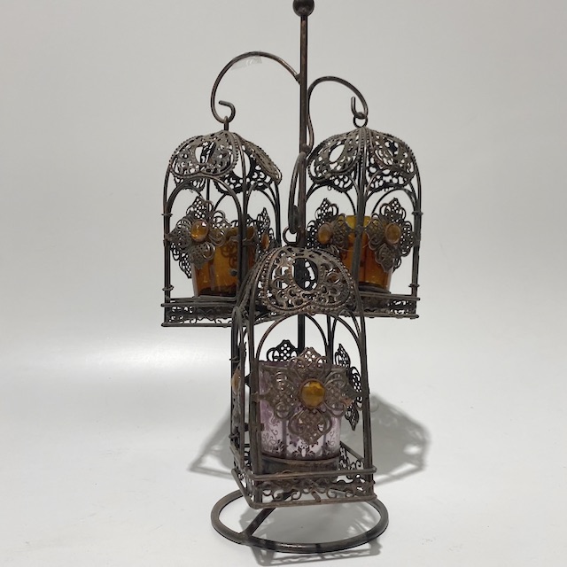 LANTERN, Triple Tea Light Holder 40cm H